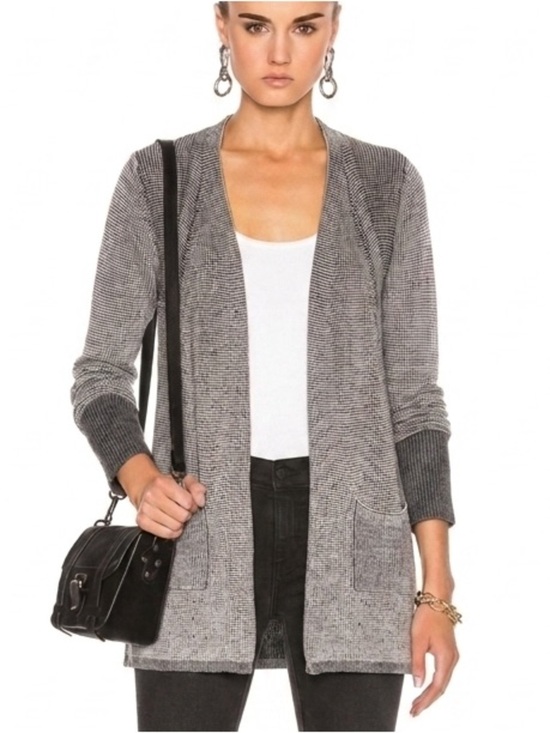 ATM Anthony Thomas Melillo Sweaters - ATM Anthony Thomas Melillo Black & White Open-Front Knit Cardigan XS